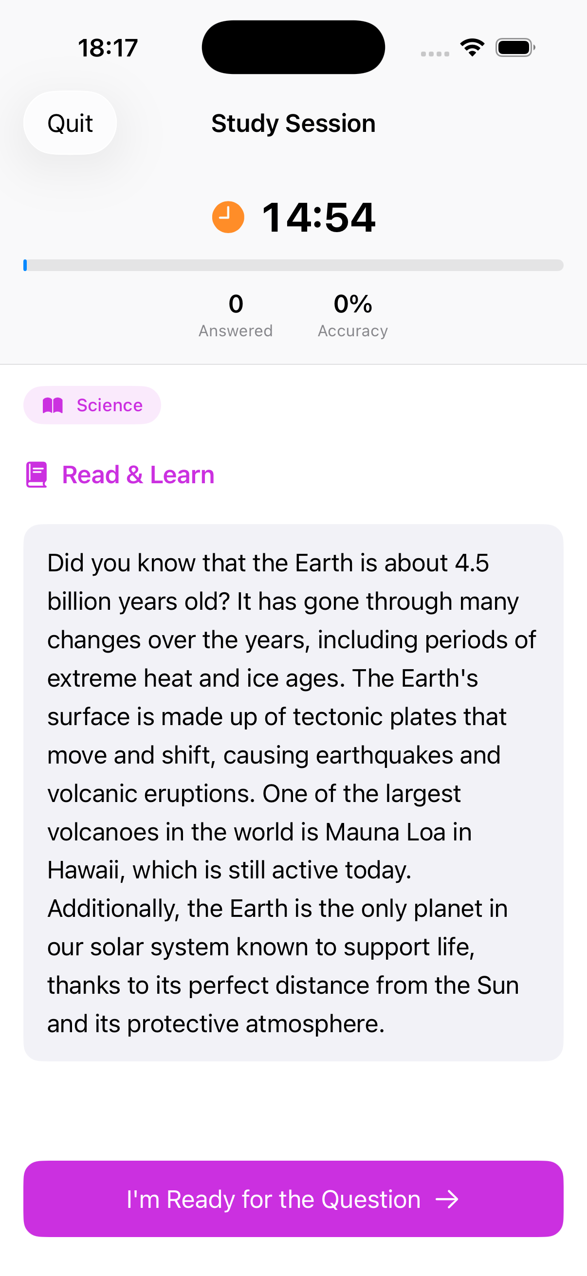 Read and Learn science passage